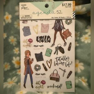 The Paper Studio Agenda 52 Girl Cartoon Foiled Fashion Icons Sticker Pack Book